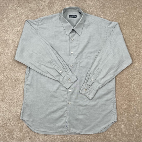 Gitman Bros Shirt Adult 16.5 Gray Button Up Cotton Long Sleeve Dress Shirt Men - Picture 1 of 14